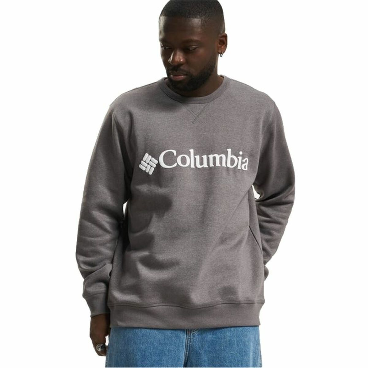 Miesten huputon collegepaita Columbia Logo Fleece Crew Tumman harmaa