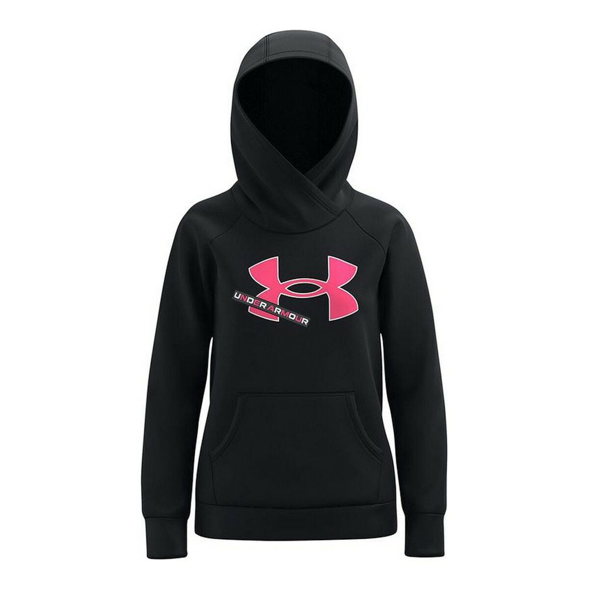 Tyttöjen hupullinen pusero Under Armour Fleece Logo Musta