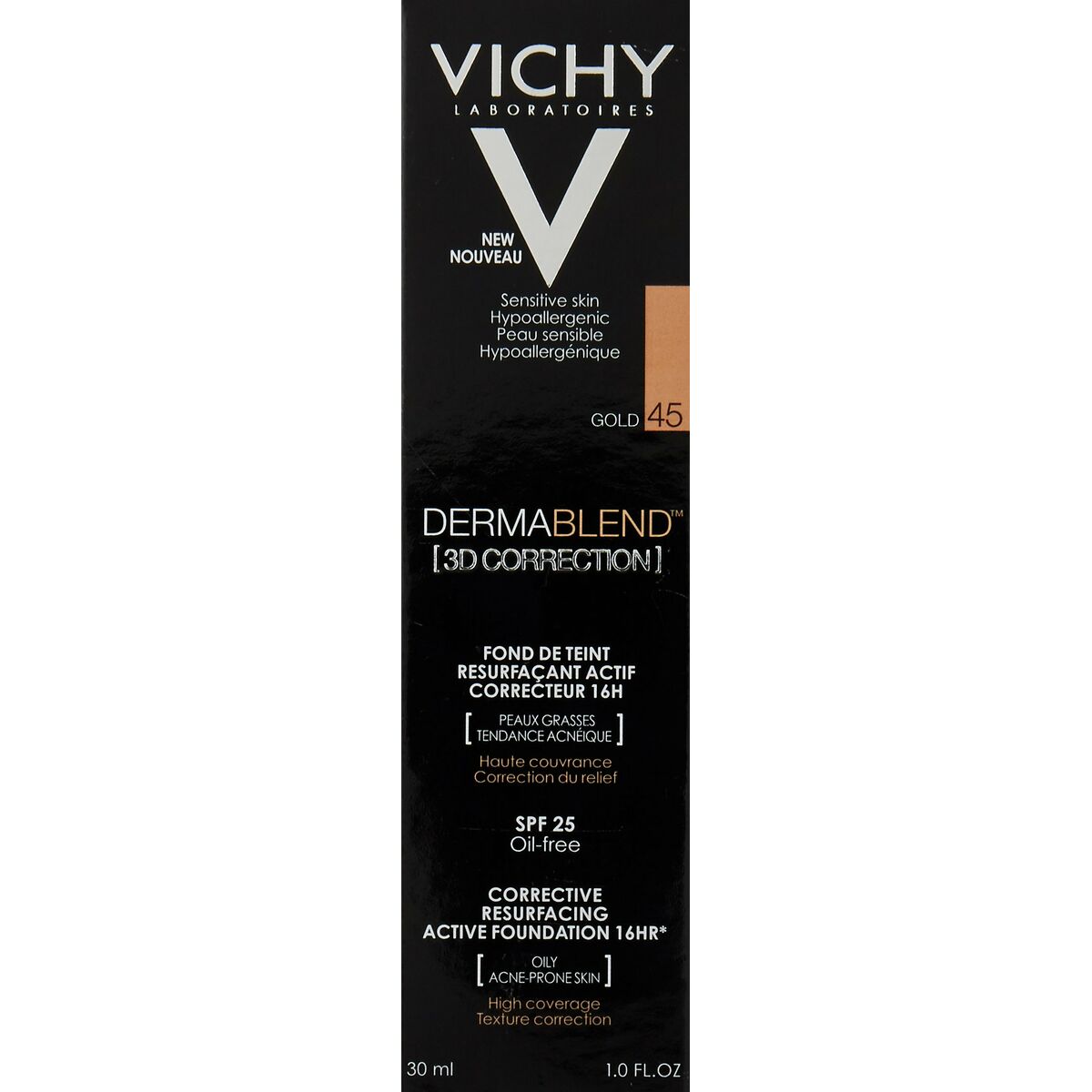 ፈሳሽ ሜካፕ ፕሪመር Vichy Dermablend 3D ማስተካከያ 45-ወርቅ (30 ሚሊ ሊትር)