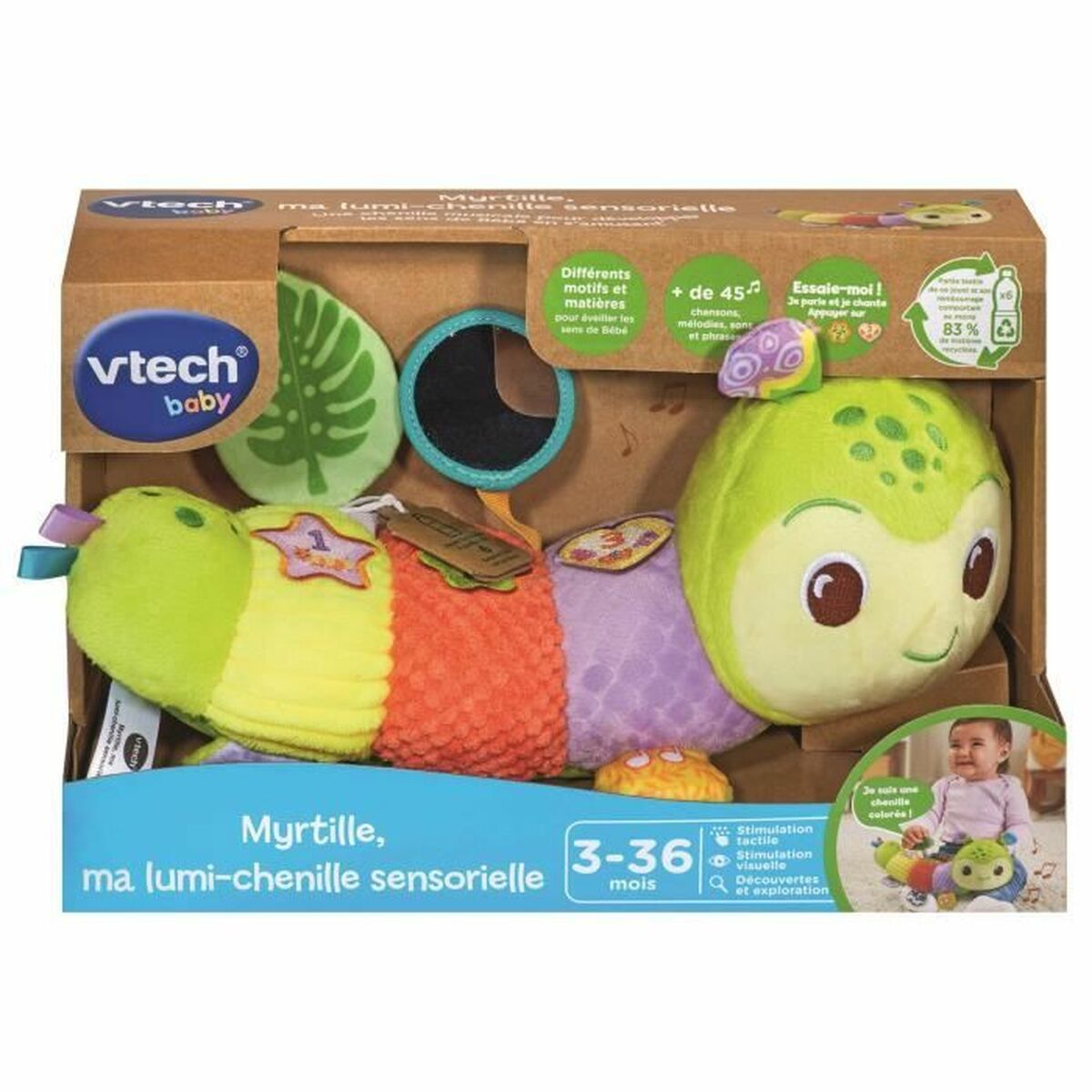 Opetuspeli Vtech Baby Myrtille, ma lumi-chenille sensorielle (FR)