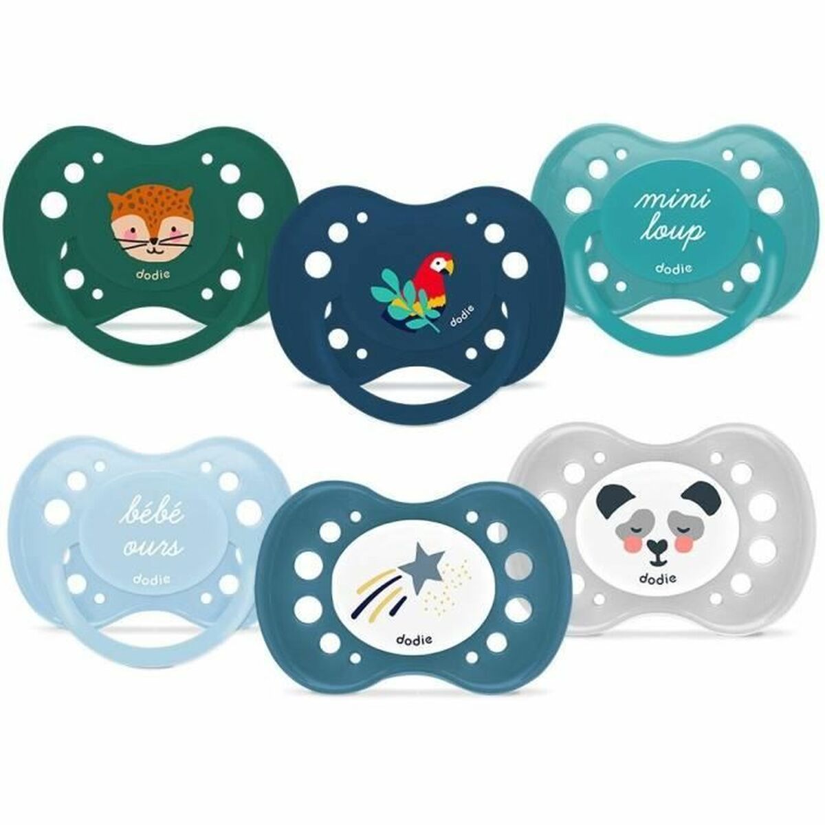 Pacifier Dodie + 18 Months Blue (6 Pieces)