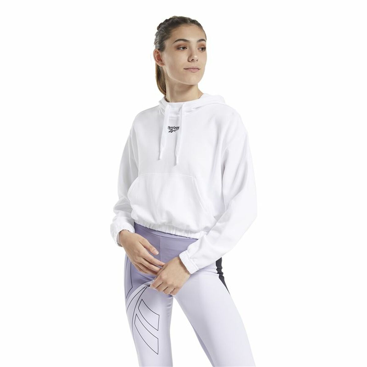 Naisten huppari Reebok Sportswear Cropped Valkoinen