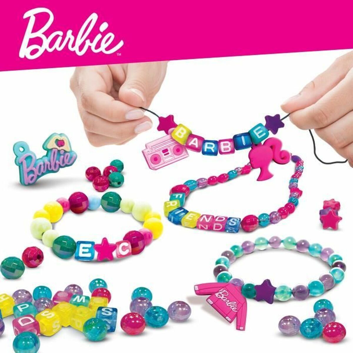 Rannekeaskartelusetti Lisciani Giochi Barbie Fashion jewelry bag Muovinen (12 Kappaletta)